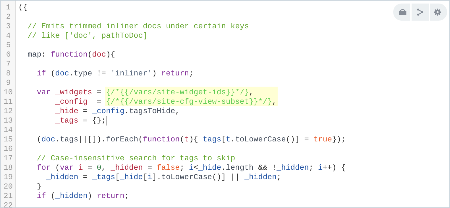 Example of real inlining in view, working to show this page. Highlighted parts are substituted.